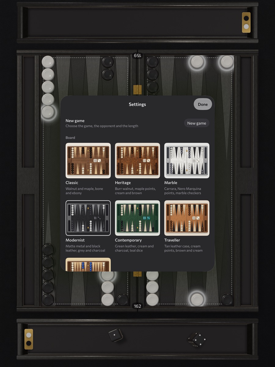 The seven boards in Settings